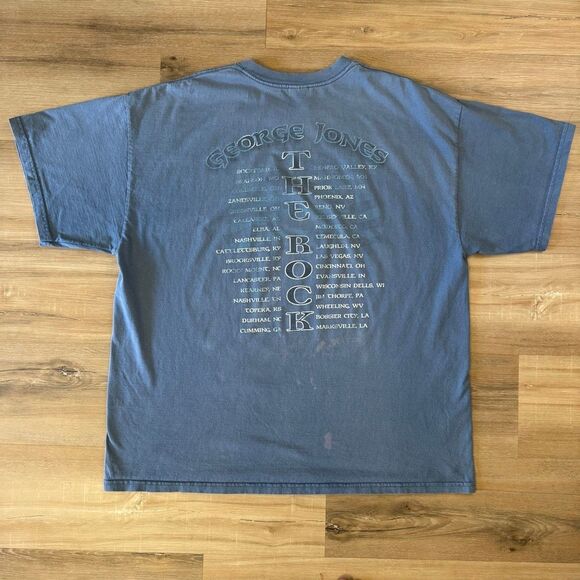Vintage Y2K George Jones The Rock 2002 Blue Tour Shirt Size XXL Country Possum - Picture 5 of 8